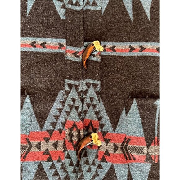 SKY Clothing Devnet Hooded Wool Blend Southwest Print Poncho Sz S - Picture 5 of 7